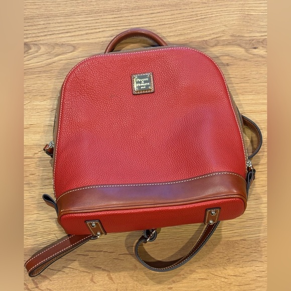 Dooney & Bourke Red Pebbled Leather Backpack British Tan Trim main image 5